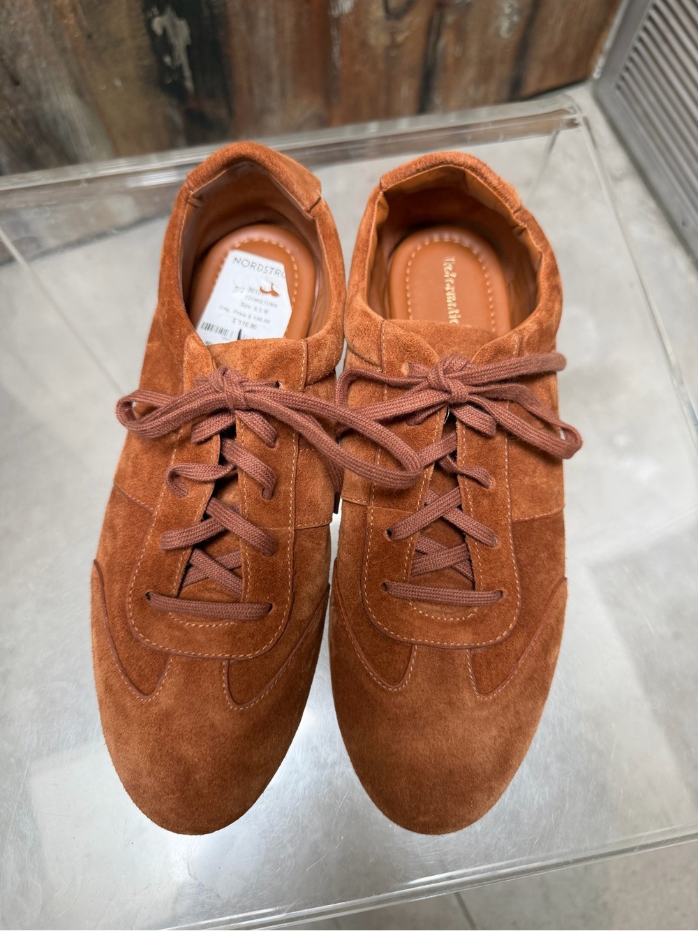 Reformation Terra Suede Lace-Up Sneakers — Chestnut Brown size 8.5 - Picture 10 of 13